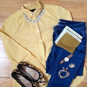 J Crew Yellow Gingham Pullover/Tunic